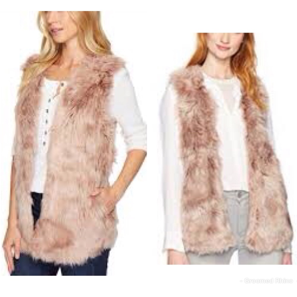 Anthropologie Blush Pink Faux Fur Vest